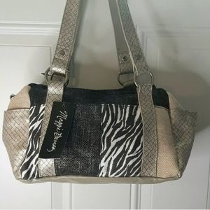 Maggie Barnes Handbag black, silver, beige Patchwo